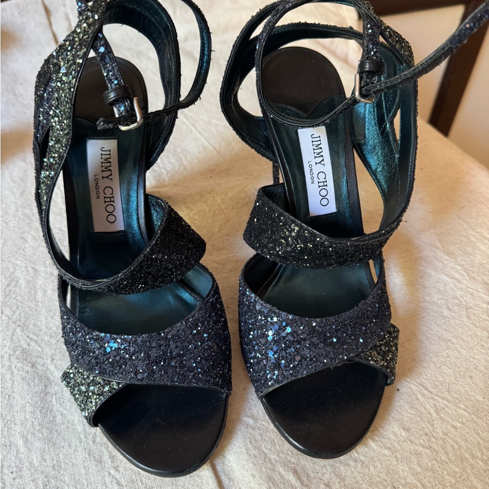 Jimmy Choo peacock platforms